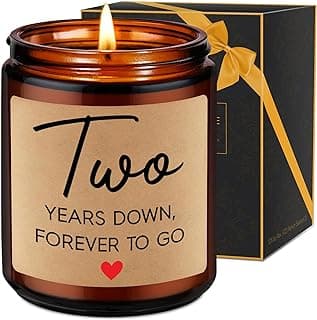 Fairy's Gift 2 Year Anniversary Candle Gifts for Him Her Boyfriend GF Wife Husband - Cotton 2nd Anniversary Couple Gifts Ideas - Two Year Wedding Anniv. Presents for Couples, Happy Second Anniv.