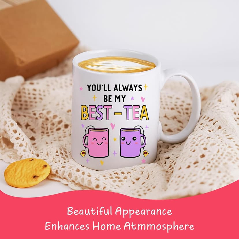 Gossby Friend Coffee Mug - BEST-TEA - Gifts for Best Friend Women - Christmas Friendship Gift for Female Friend - Best Friends Birthday Gift - Besties BFF Gifts - 11oz White Ceramic Cup