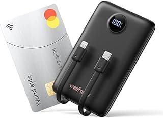 Mini Portable Charger with Built-in Cables 22.5W Fast Charging Power Bank USB-C Small Battery Pack 10000mAh Travel Essential Slim Battery for iPhone 17/16/15/14, Samsung 25/24, and More