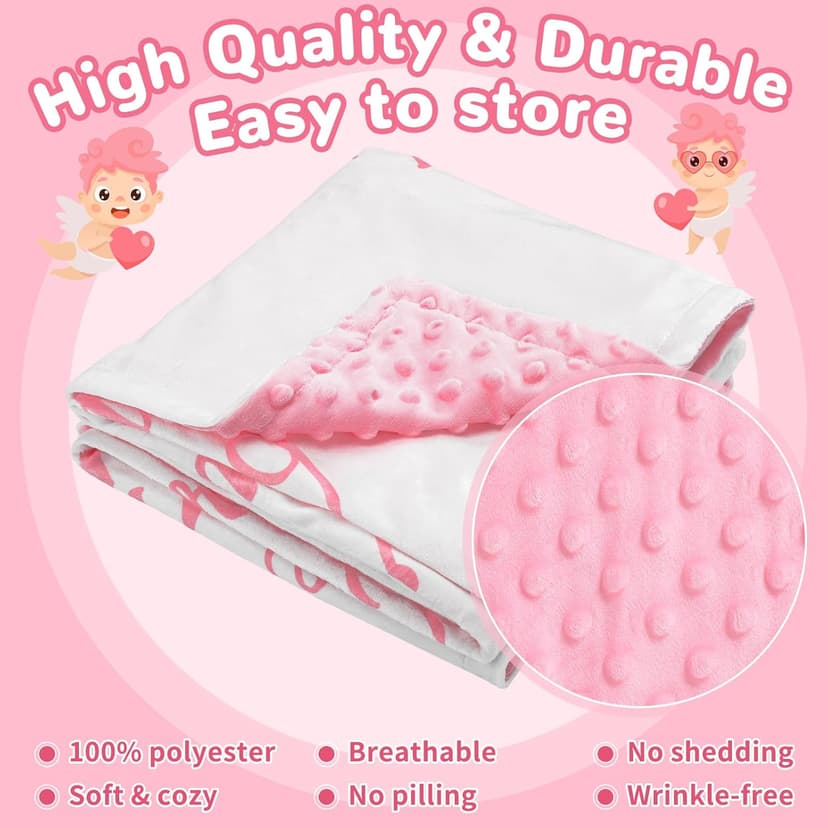 Rtteri Christian Gift for Baby Plush Baby Blanket with Dotted Backing First Communion Gift Baptism Blanket Scripture Swaddle Bible Verse for Newborn Boy Girl Christening Godchild Gift(Pink and White)