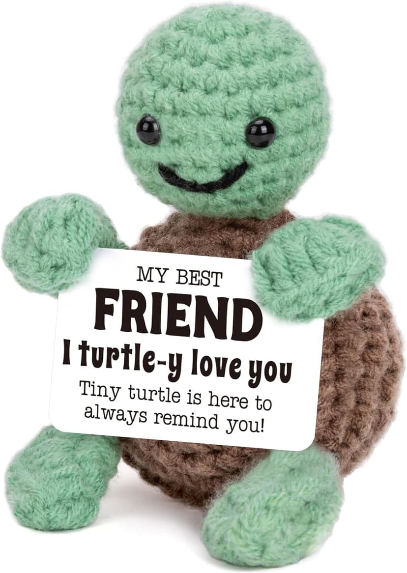 Mini Funny Turtle Best Friend Friendship Gifts for Women Men, Birthday Gifts for Friends Female Male Girls, I Love You Small Cute Stuff Things, Handmade Emotional Positive Crochet Turtle