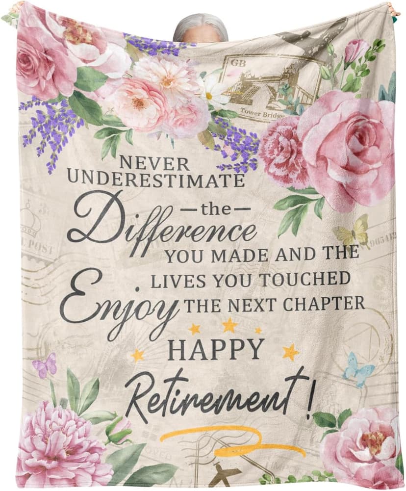 Retirement Gift for Woman, Retirement Blanket for Women/Men, Farewell Gifts for Coworkers, Going Away Goodbye Merch for Mom Grandma Throws Blankets 60"x50"