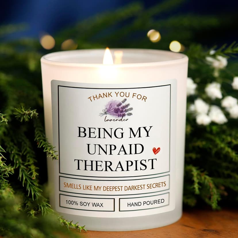 Thank You for Being My Unpaid Therapist - Friendship Gifts for Women Scented Candles Birthday Gifts for Friends Work Besties Mom Female Roommate Ideas Gifts