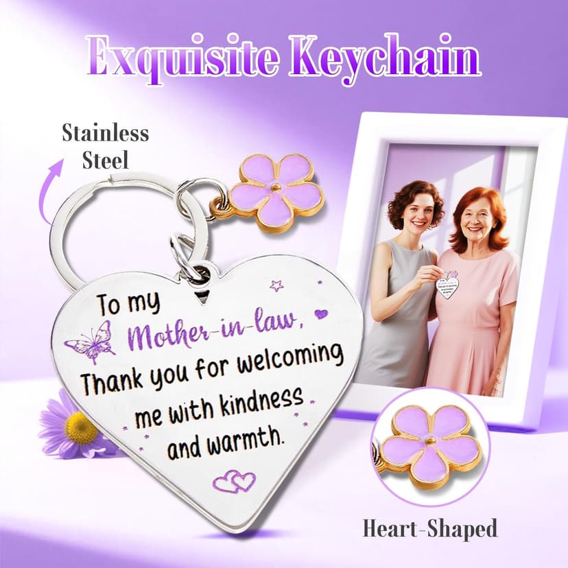 HAPPYPOP Gifts for Mother in Law - Mothers Day Socks Keychain with Greeting Card, Mom in Law Birthday Gifts Christmas Stocking Stuffers