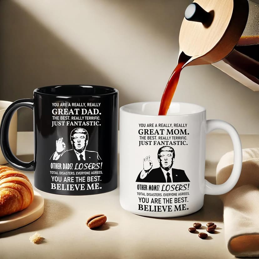 Breezy Valley Mom and Dad Mugs Christmas Gifts for Parents from Daughter Son - New Parent Gifts for Mommy Daddy from Children Kids, Funny Birthday Anniversary Mom and Dad Coffee Mugs Set Gift Ideas