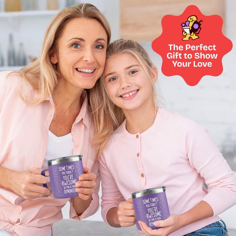 Birthday Gifts for Women Friendship - Sometimes You Forget Your Awesome Gifts Purple Coffee Mug for Her 14oz Inspirational Unique Graduation Gift Ideas 2025 Thank You Gift for Teachers Appreciation