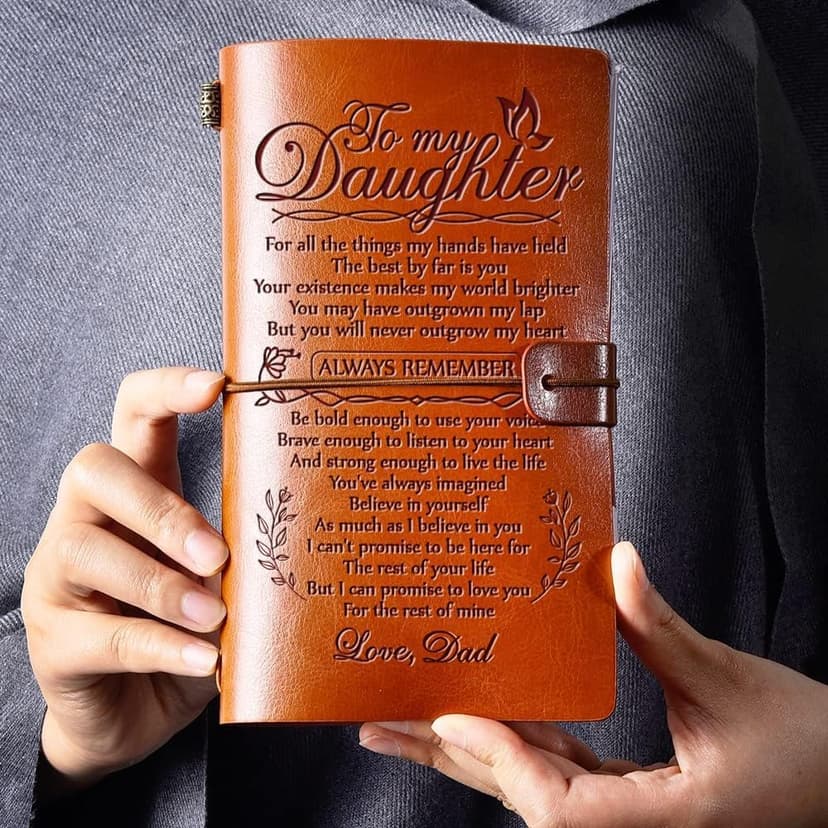 Daughter Gift from Dad, GIFTRRY to My Daughter Leather Journal, 140 Page Refillable Writing Journal, Graduation Birthday Gifts for Daughter from Dad, Father Daughter Gifts for Adults Daughter