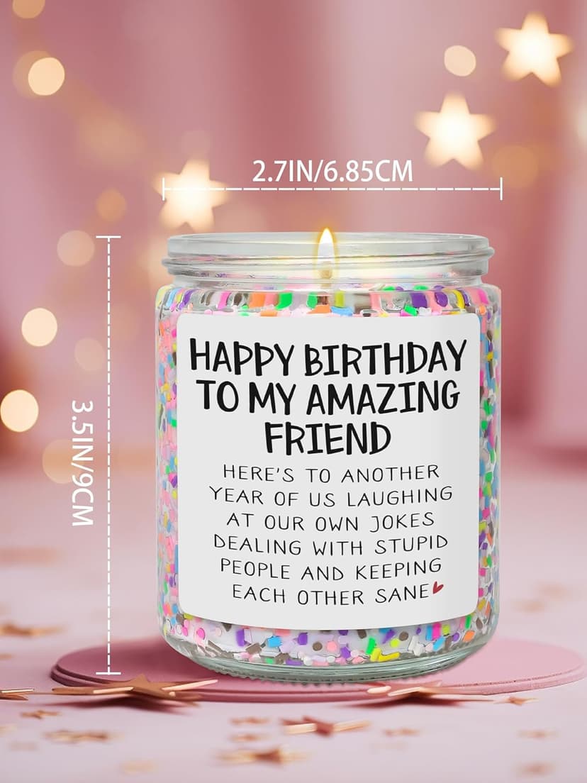 Best Friends Birthday Gifts for Women Friendship - Funny Sister Birthday Gifts for Friend Female BFF Bestie Gift for Women, Vanilla Cake Scented Bday Candles Happy Bday Decorations