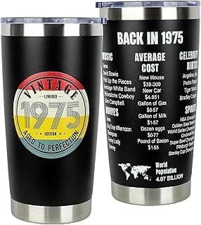 50th Birthday Gifts for Women Men - 1975 50th Birthday Decorations Gifts Ideas for Her Him - 50 Year Old Birthday Gift for Men Women Turning 50 Gift Ideas - 20oz Stainless Steel Tumbler