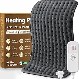Heating Pad for Back, Neck, Shoulder Pain & Cramps Relief, Electric Heating Pad with 6 Heat Settings, Auto-Off, Moist Dry Heat Options, Fathers Day for Dad Husband, Mens Gifts for Dad Husband Him