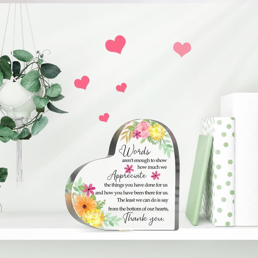 Thank You Gifts for Women Coworkers Boss, Thank You Presents for Friends Teacher, Appreciation Paperweight Desk Decor Plaque, Inspirational Office Sign Acrylic Heart