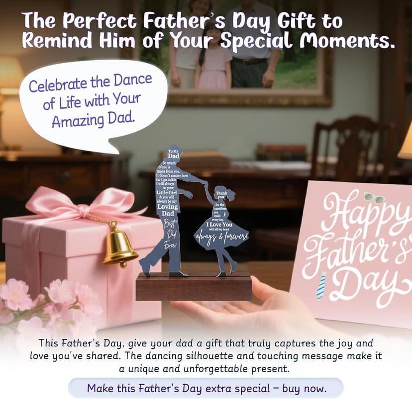 Dad Gifts from Daughter for Birthday Father's Day Christmas Valentine's Day Easter Present - Meaningful Sentimental Dancing Acrylic Plaque Keepsake Desk Decor for Bonus Step Papa Daddy