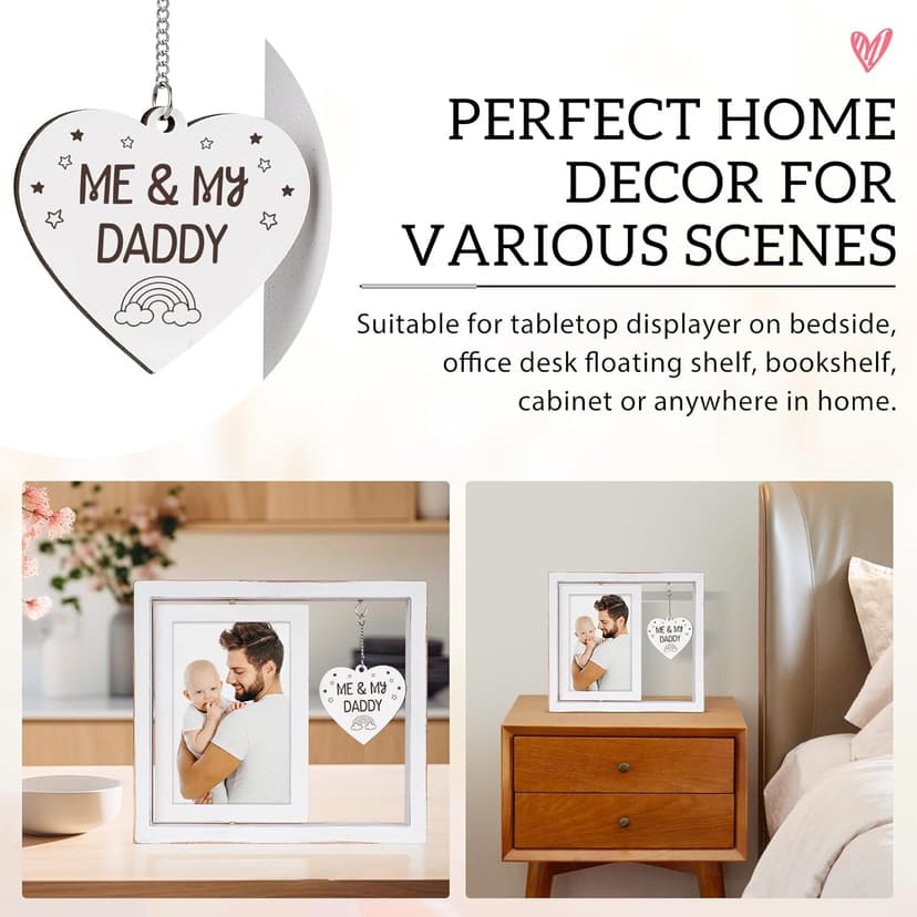 New Dad Gifts, First Time Dad Gifts, Me and My Daddy Picture Frame, Baby Gift for Daddy,Room Decor Vintage Style,Baby Gender Neutral Rotating Photo Frame 4x6