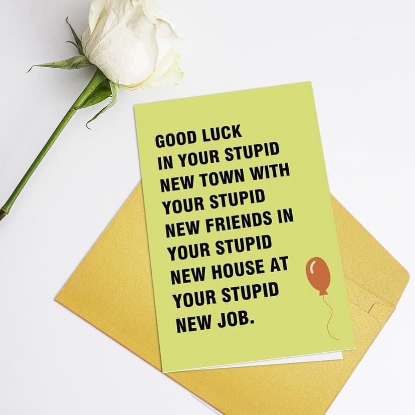 Supoeguk Hilarious Moving Away Gift for Friend, Sarcasm Good Luck Card for Men & Women, Farewell & Goodbye Card