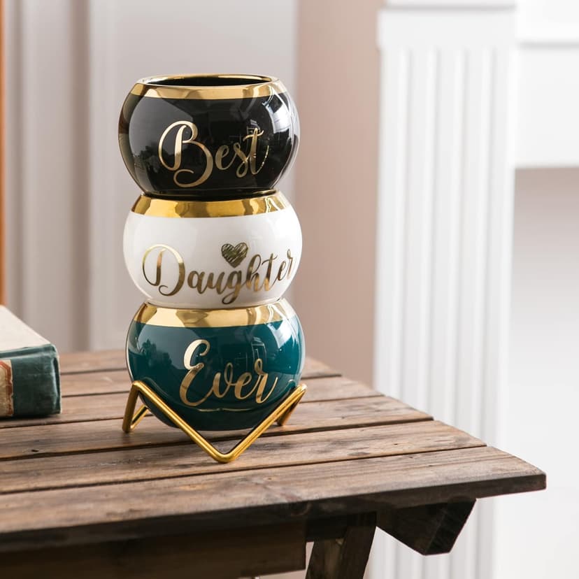 Daughter Gifts from Mom, Birthday Gift for Daughter, Mother Daughter Gifts, Happy Birthday Daughter, Best Daughter Ever Gift, Daughter In Law Gifts, Birthday Gifts for Daughter Adult, 3 Succulent Pots