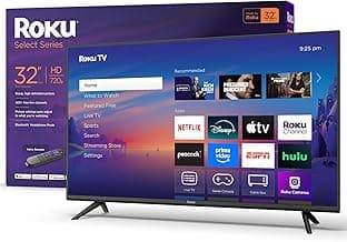 Roku Smart TV 2025 – 32-Inch Select Series, 720p HD TV – RokuTV with Voice Remote – Flat Screen LED Television with Wi-Fi for Streaming Live Local News, Sports, Family Entertainment - Amazon Exclusive