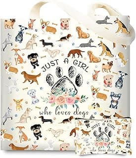 Cute Gifts for Dog Lover, Dog mom Gift Reusable Grocery Beach Shopping Bag for Women, Birthday Gift for Mom Daughter Friends Sisters Who Loves Dogs