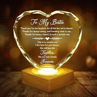 Best Gift to My Bestie 3D Illusion Lamp, to My Best Friend, 3D Crystal Night Light Gift for Bestie's Birthday, Holiday, for Best Friend Sister Girls Women Soft Warm White Colors
