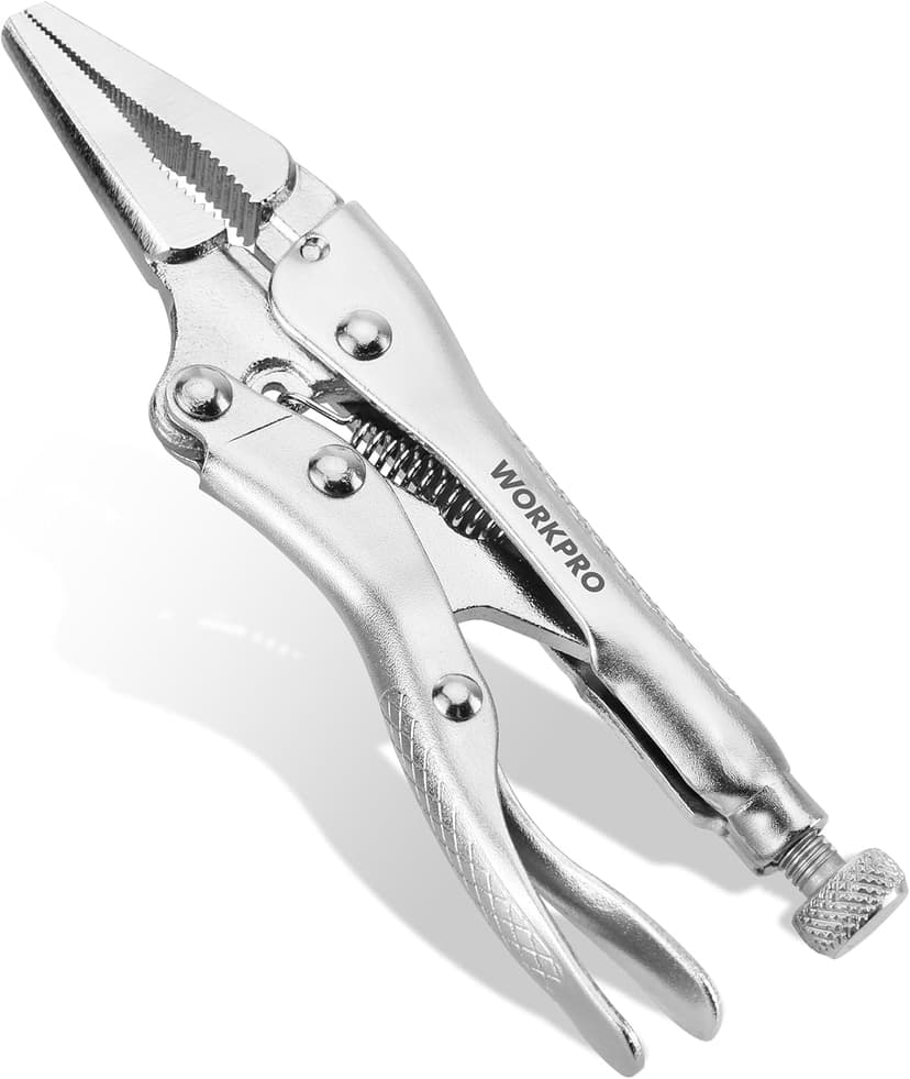 WORKPRO 4-1/2 inch Mini Long Nose Locking Pliers, Chromium-Vanadium Steel Locking Pliers, Locking Adjustable Vise Grips for Clamping Twisting Welding