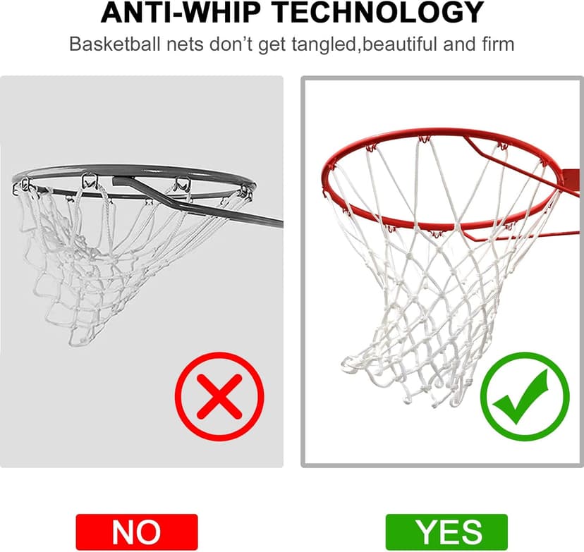 Basketball Net Outdoor,(7.16 oz) 12 Loops Professional Heavy Duty Basketball Net Replacement,All Weather Anti Whip,Suitable for Outdoor Standard Basketball Hoop