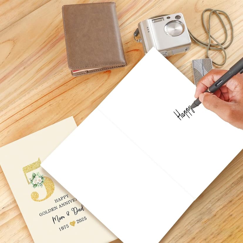50th Anniversary Card for Mom & Dad,Happy Golden Anniversary Card Gift for parents,8x5.3 Inches,Quick-Dry,Eco-Friendly