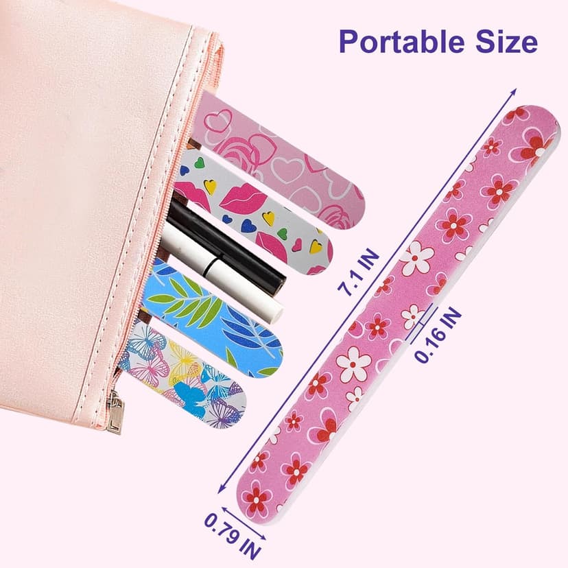 Nail Files (24 Pack), Colorful Emery Board Nail File for Natural Nails Double Sided 180 Grit Professional Fingernails Emory Boards Buffer Manicure Tool Nail Shaping Buffing Smoothing Filers Flowery