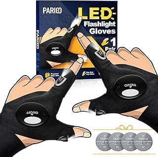 PARIGO LED Flashlight Gloves, Stocking Stuffers for Men Gift for Dad Husband Grandpa, Cool Gadget Christmas Birthday Gifts for Men Adults Him Boyfriend Guy Car Repairing Fishing Camping Reading Light