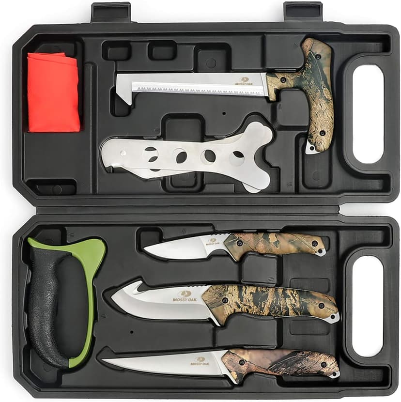 Mossy Oak Hunting Field Dressing Kit - Portable Butcher Game Processor Set (8-Piece)