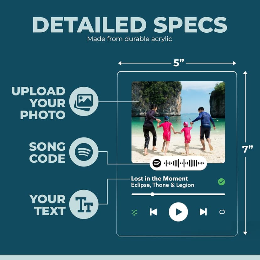 Personalized Spotify Plaque - Upload Your Own Photo and Song - Custom Gift for Girlfriend or Boyfriend