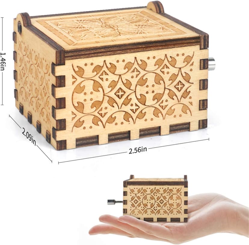 Can't Help Falling in lo Wood Music Box Hand-Operated Antique Engraved Cute Musical Boxes Gift for Love One, Boyfriend, Girlfriend, Husband,Wife Birthday/Wedding Day/Christmas Day Present