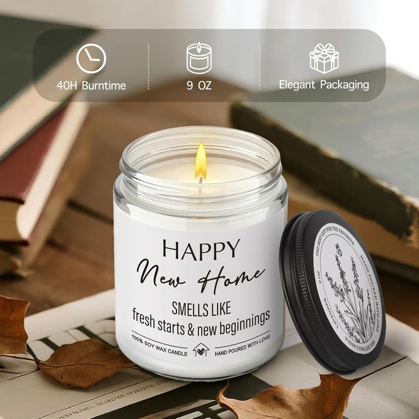 Happy New Home Candle Gifts for New Homeowners, First Apartment House Warming Gift for Women Men Couple Best Friends, Housewarming Decoration Lavender Scented Candle for First Time house-75