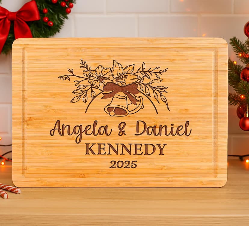 Custom Cutting Board Gift for Christmas, Engraved Wood Charcuterie Board for Housewarming, Anniversary, New Home, Wedding, Engagement, Best Gift Ideas for Couples, Parents, Women, Newlyweds