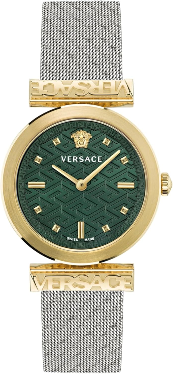 Versace Versace Regalia Collection Luxury Womens Watch Timepieces with a Two Tone Bracelet and Case featuring a Green Dial