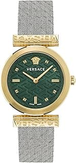 Versace Versace Regalia Collection Luxury Womens Watch Timepieces with a Two Tone Bracelet and Case featuring a Green Dial
