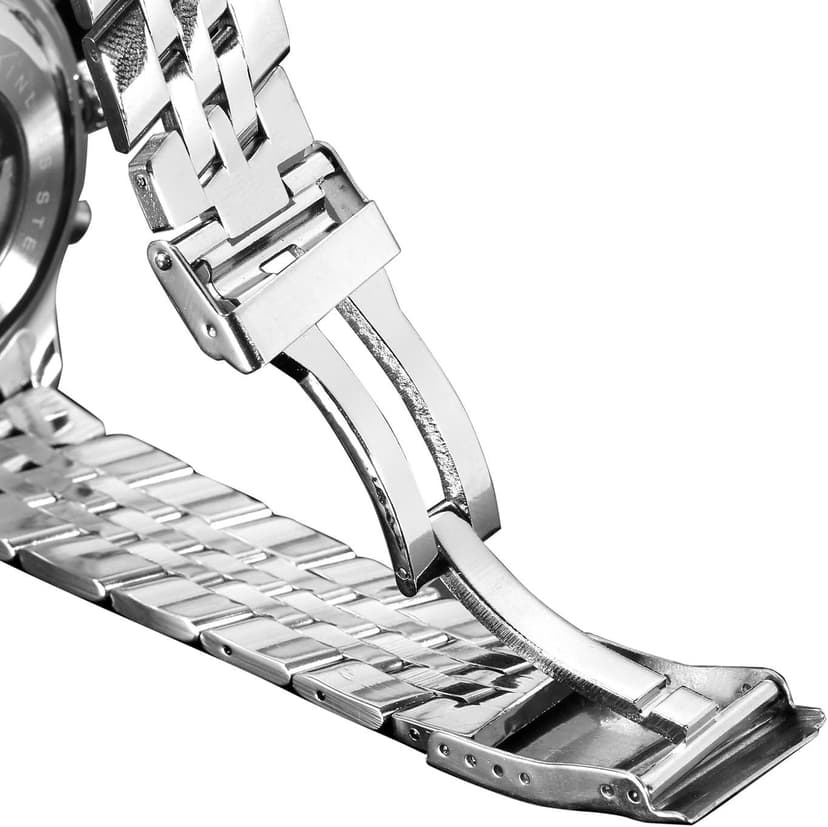 FORSINING Men's Self Winding Waterproof Automatic Stainless Steel Skeleton Tourbillon Calendar Wrist Watch