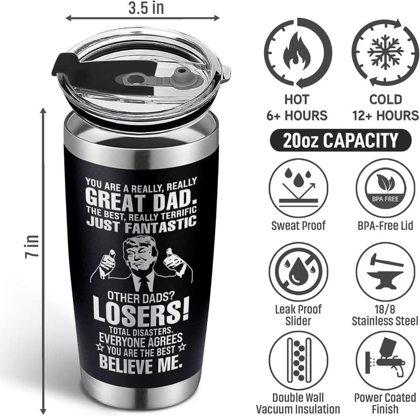 Christmas Gifts for Dad, Men - Gifts for Dad from Daughter, Son - Dads Birthday Gift Ideas, Happy Birthday gifts for Dads, Fathers - Best Dad Ever Gift, Present for dads, Fathers - 20 Oz dad Tumbler