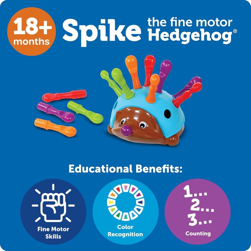 Learning Resources Spike The Fine Motor Hedgehog - Toddler Montessori Toys, Stacking Shape, Gifts For Boys And Girls, Sorting And Matching Skill Activities, Educational Games, Kindergarten