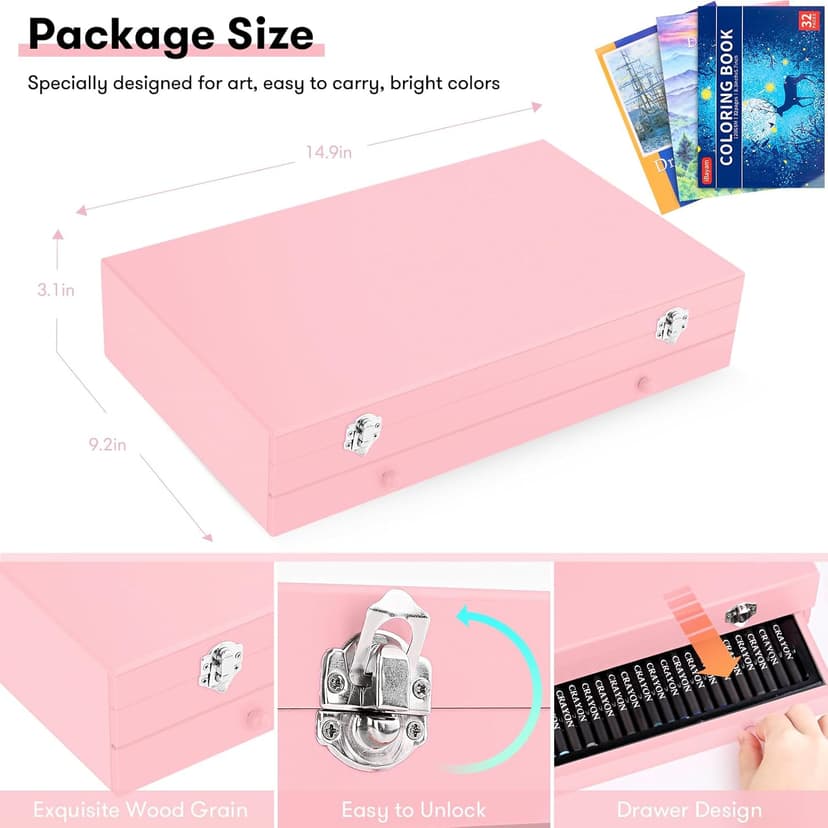 iBayam Christmas| Birthday Gifts for Kids Teen Girls Trendy Stuff 6-16 Year Old, 150-Pack Art Set Kits with 2 Sketch Pads, Coloring Book, Stocking Stuffers for Teens Girls, Cute Cool Fun Crafts Gifts