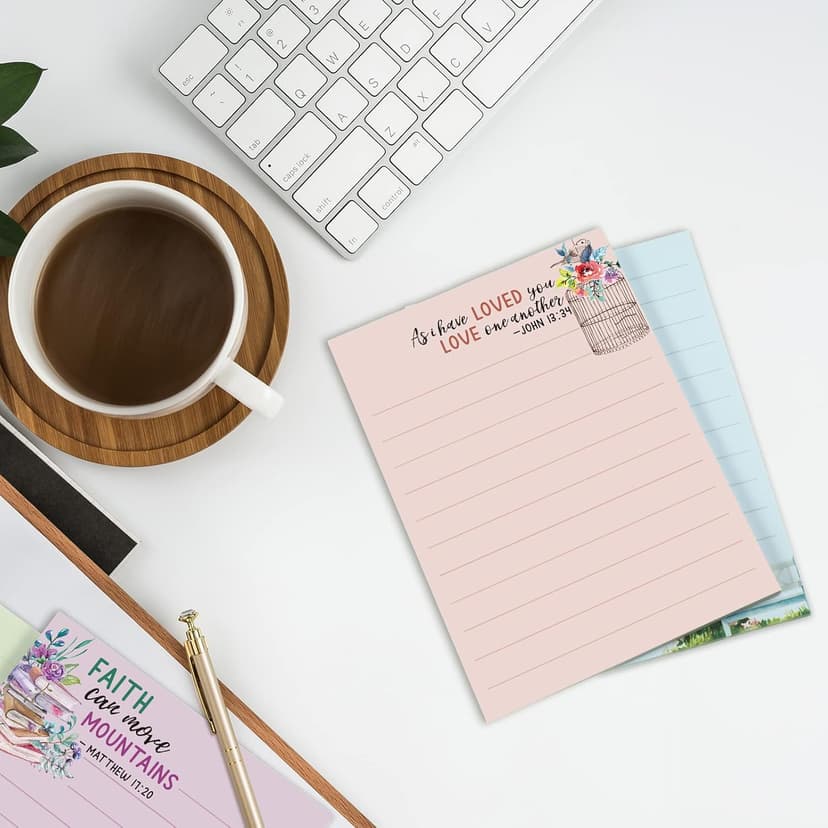 8 Pack Christian Sticky Notes Samll Scripture Inspirational Memo Pads Floral Design Adhesive Religious Bible Verse Quotes Notepads for Writing Diary Lists Schedules, 4 x 5. 5 Inch(Fresh Style)