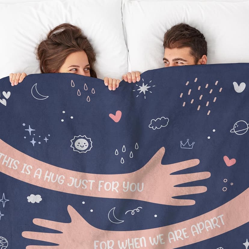 Craftique I Love You Gifts for Him Her - Soft Blanket with Love Hug - Long Distance Relationship Gifts, Anniversary/Birthday Gift for Boyfriend Girlfriend Friend