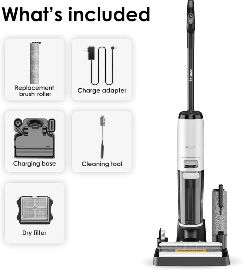 Tineco Floor ONE S7 Steam Cordless Wet Dry Vacuum Steam Mop All-in-One, Floor Washer for Sticky Mess Clean Up on Hard Floors with Digital Display, Self-Cleaning, Edge Cleaning, Safe for Kids & Pets