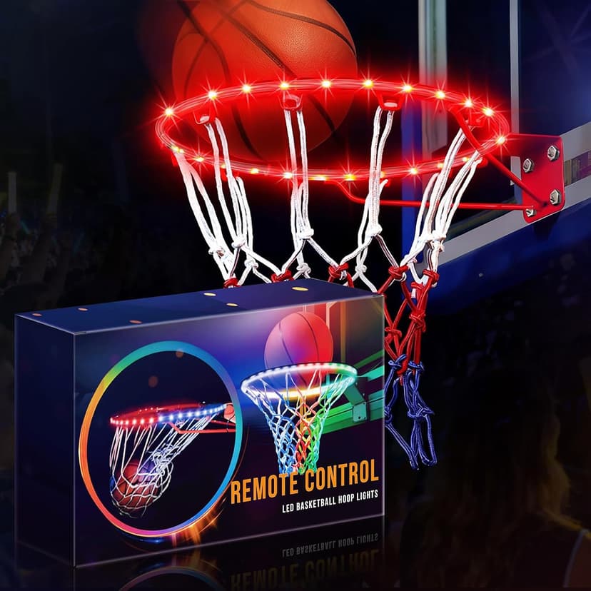 LED Basketball Hoop Lights, Remote Contral Basketball Goal Accessories Light Up Hoop Rim, 16 Color Change, Waterproof, Basketball Gift for Youth Boys Girls Men Kids