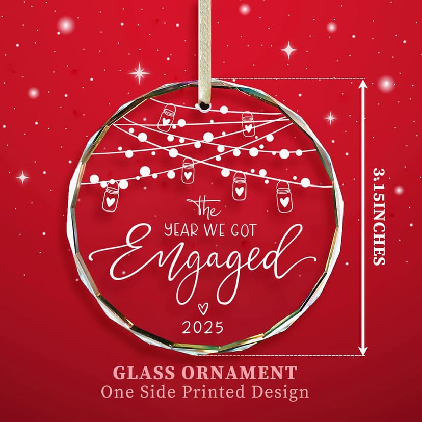 Engagement Gifts for Couples,- Engagement Gifts for Her,Women, Friends, Bride to Be Gifts, Glass Engagement Gift, First Christmas Engagement Ornaments 2025