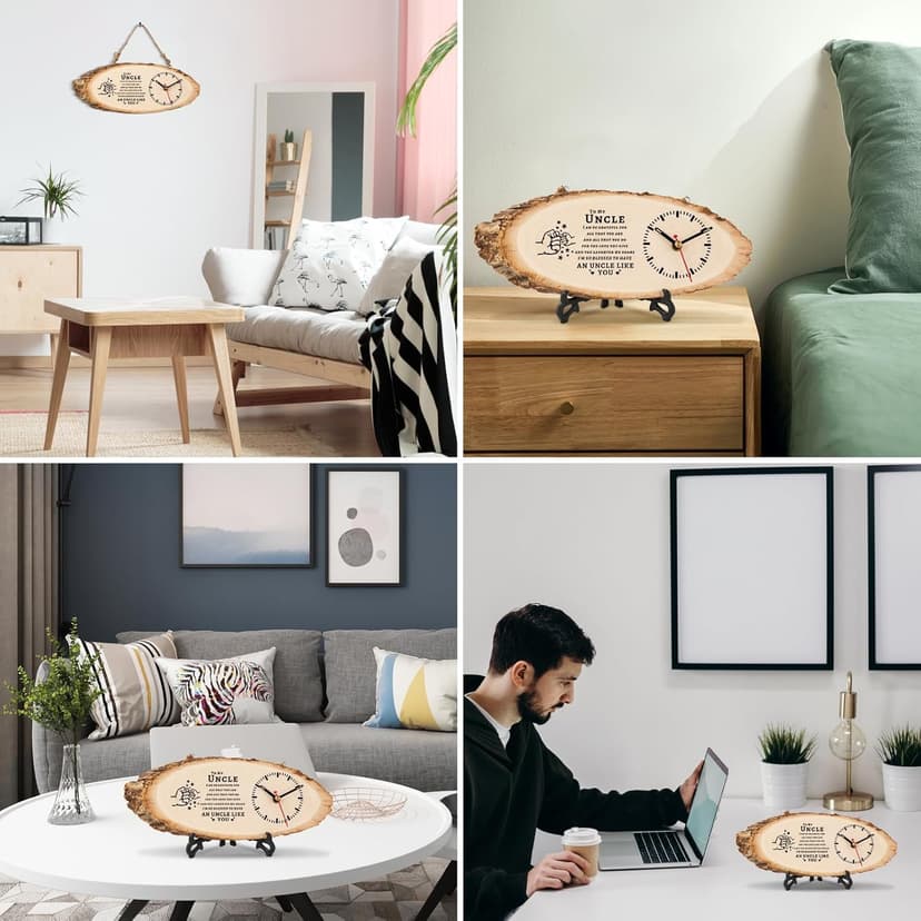 BeauGift Uncle Gifts, Christmas Wooden Clock Gifts for Uncle from Niece Nephew, Best Uncle Ever Gifts Idea for Birthday Christmas Fathers Day