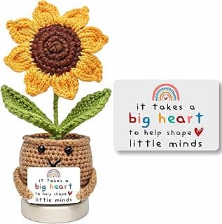 Teacher Gifts for Women, Teacher Gifts for Teachers Appreciation Week, End of Year, Birthday, Back to School - Positive Crochet Sunflower Handmade, Teacher Crochet Gift