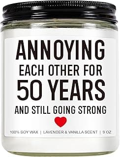 Funny 50 Years Candle, 50th Anniversary, Gifts for Couple, Parents - 50th Wedding Anniversary Decorations, 50 Year Golden Anniversary, Gifts for Husband, Wife, Friends - 9 oz