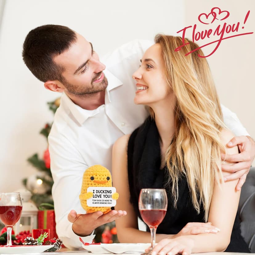 MBL Anniversary for Men Women Her - Funny Small Cute Crochet Duck Gifts for Women Men Wife Husband Girlfriend Boyfriend Fiance Couple Lover Him Birthday Wedding Christmas Stocking Stuffers Present