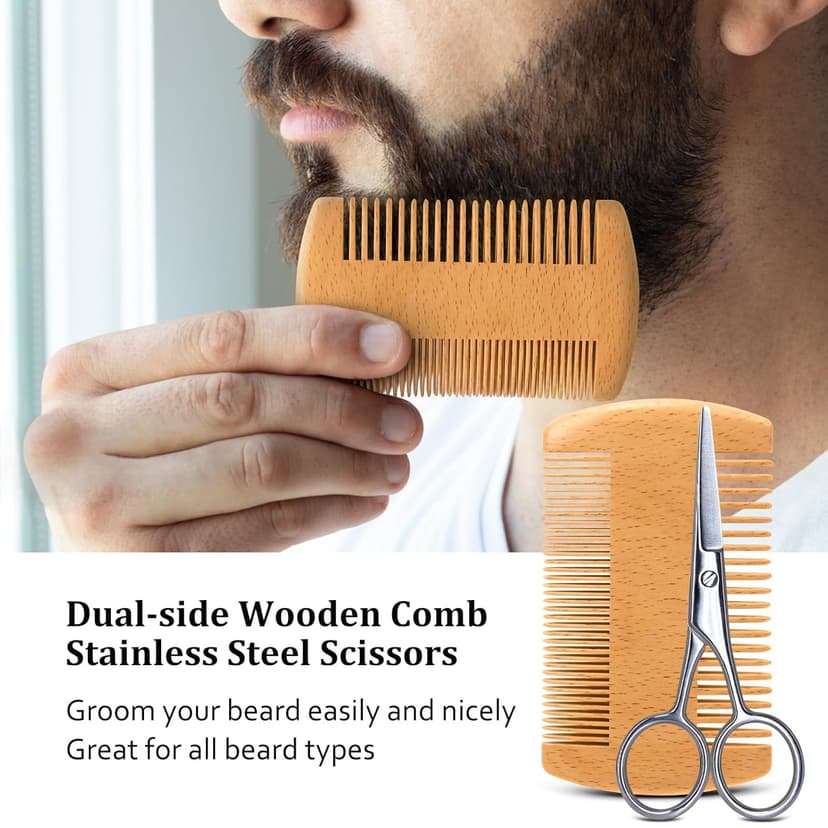 MALE GOD Beard Kit w/Beard Oil, Balm, Brush, Comb - Nourish & Soften Beard, Natural Shea Butter, Suitable for All Skin, Anniversary & Birthday Gifts for Men Him Husband Boyfriend Dad Friends