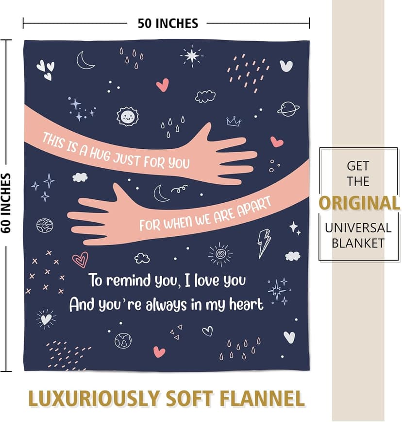 Craftique I Love You Gifts for Him Her - Soft Blanket with Love Hug - Long Distance Relationship Gifts, Anniversary/Birthday Gift for Boyfriend Girlfriend Friend