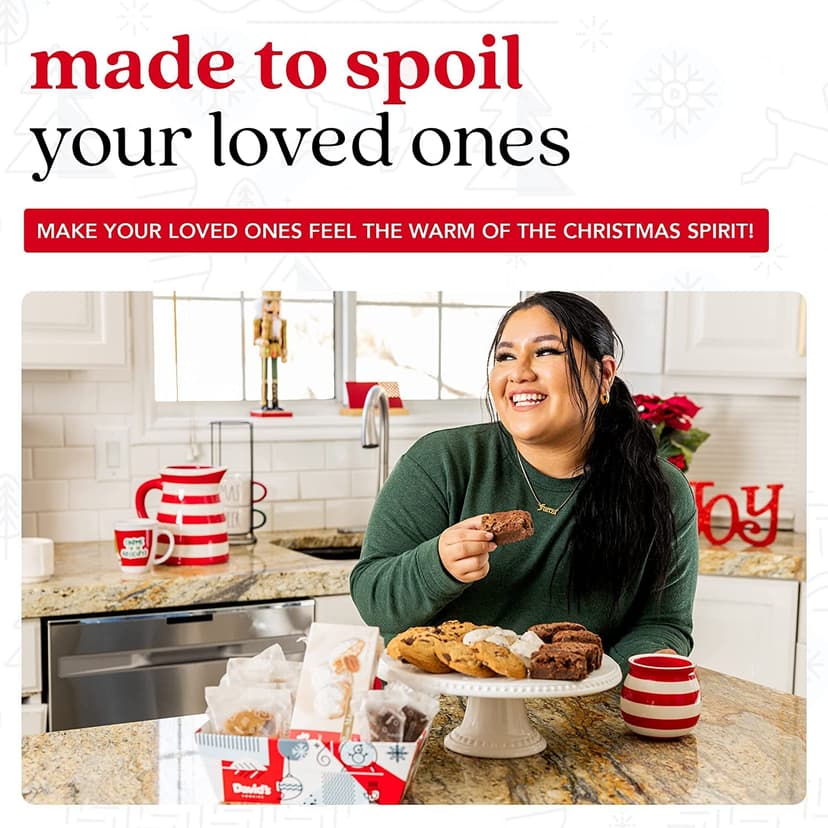 David’s Cookies Holiday Cookies and Brownies Gift Basket Crate - Deliciously Flavored Assorted Cookies and Brownies in a Christmas Snack Box Gift Crate - Gourmet Holiday Food Gift Basket for Sharing